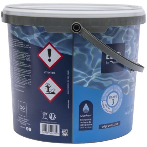 Cloro multi-azione, ciottoli da 250gr, secchio da 5KG, EDG, non combustibile - AQUALUX - 106622