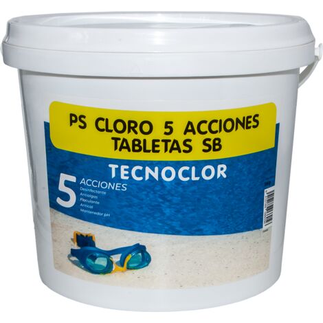 Cloro Tabletas 5 acciones, 250 g., 5 Kg. Tecnoclor