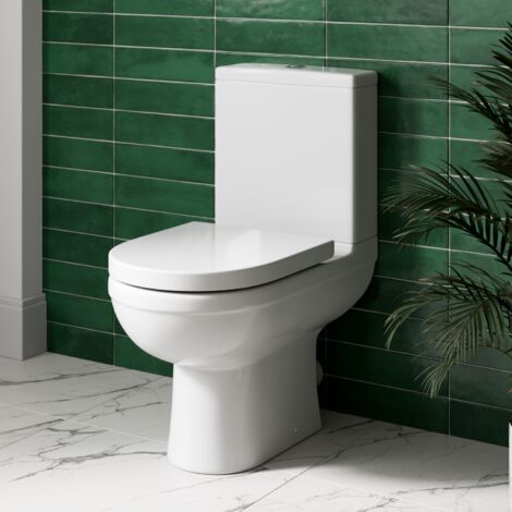 Close Coupled Bathroom Toilet Space Saving 360mm Pan Soft Close Seat Dual Flush - White