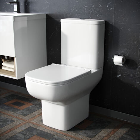 Close Coupled Toilet Pan, Cistern & Soft Close Seat