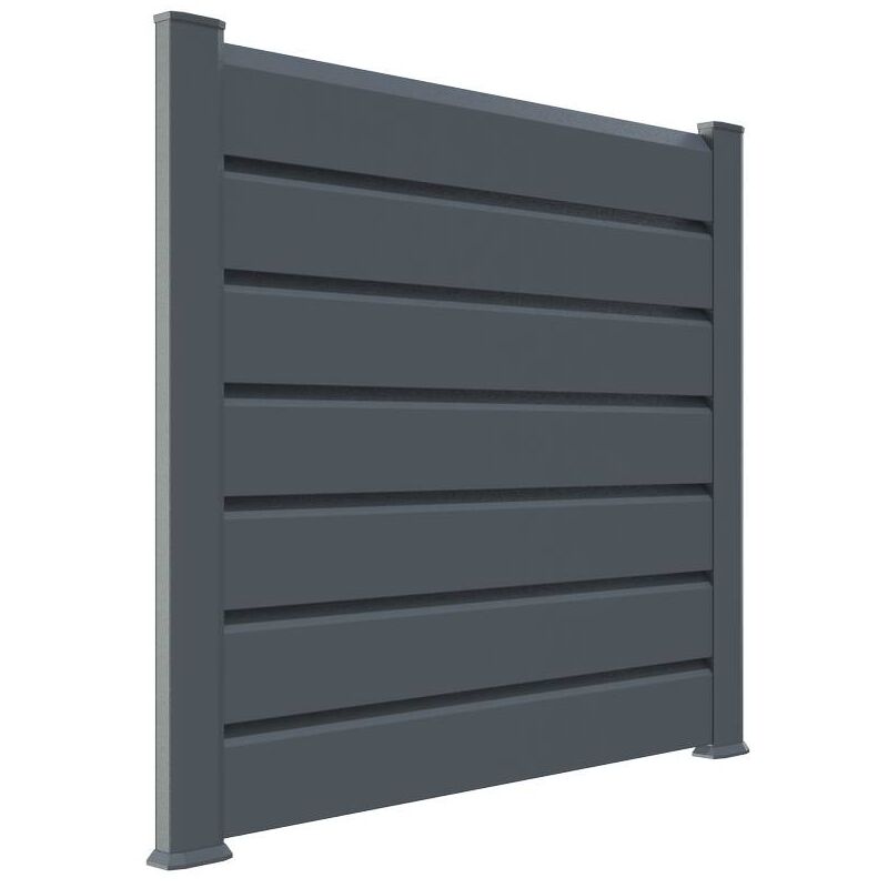 Kit cloture - Lame 16cm - pvc Gris - lg: 9m x h: 1m74 - Closea