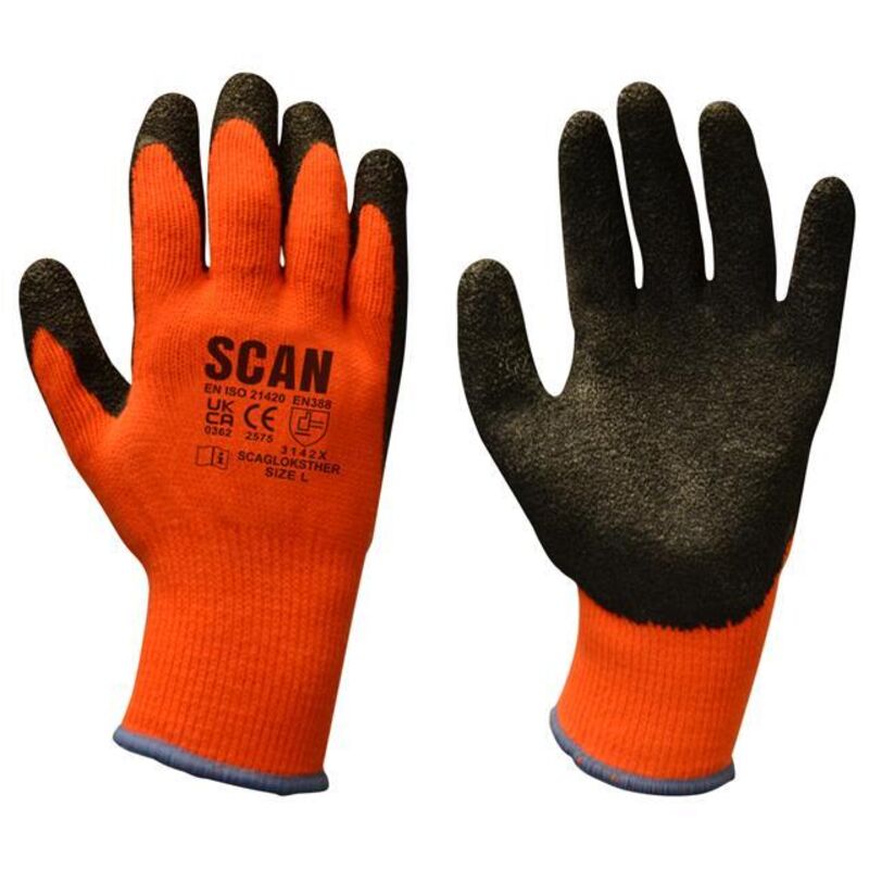 Faithfull - Scan Thermal Latex Coated Gloves - l (Size 9) scagloksther