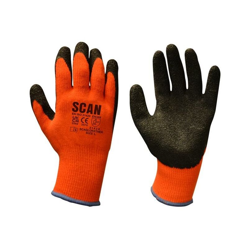 Scan Thermal Latex Coated Gloves - l (Size 9) scagloksther