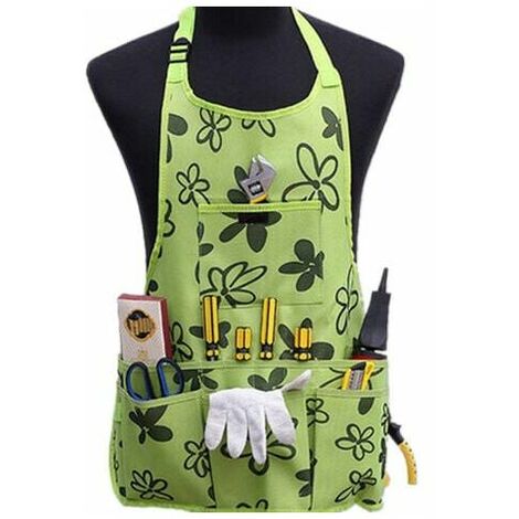 Cloth Working Apron Home Garden Waterproof Apron with Tool Pockets Green