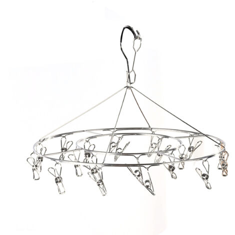 Clothes Drying Hanger Stainless Steel Multi Clip Laundry Drip Hanging Rack for Underwear Socks Hat No Loop Round