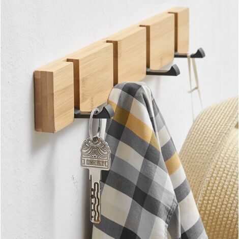 Clothes hook with 4 foldable heads made of bamboo - 5five