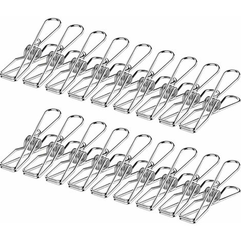 Clothes Pegs for Clothes Pegs - 28 Pack Multi-Function Stainless Steel  Heavy Duty Metal Wire Clothes Pegs Utility Pegs Clothes Pegs Clothesline  Clips Outdoor Kitchen Food Bag (Silver)
