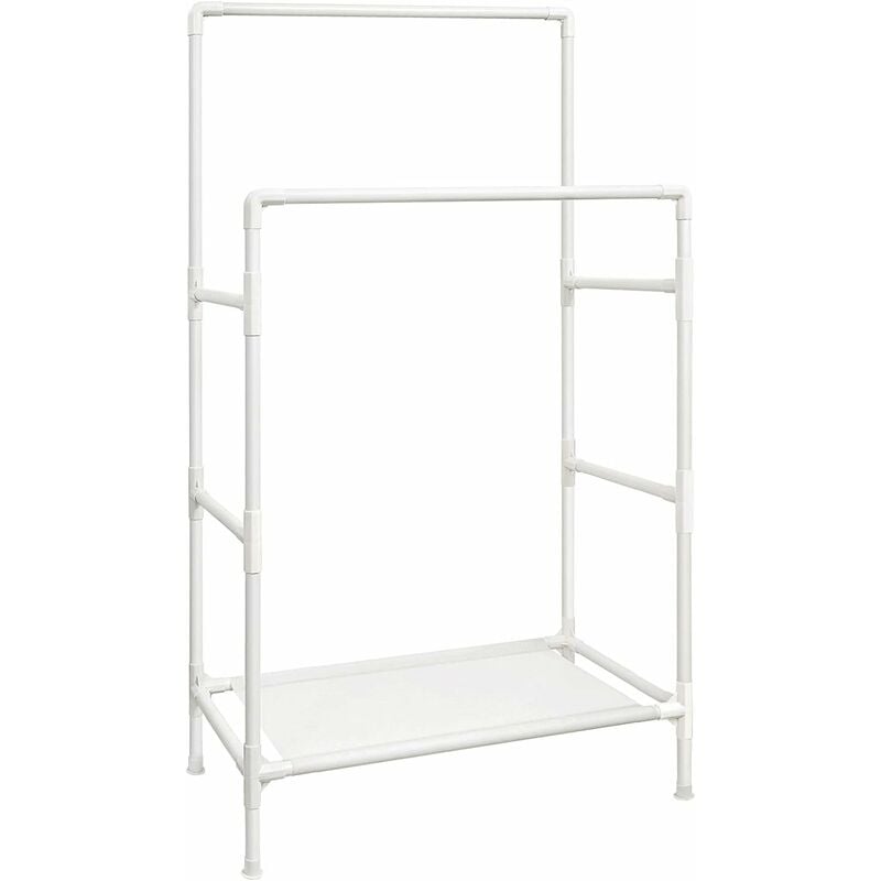 Songmics - Clothes Rack, Metal Stand with 2 Hanging Rails and Storage Shelf, Max. Load 70 kg, Easy Assembly, White RDR01WT - White