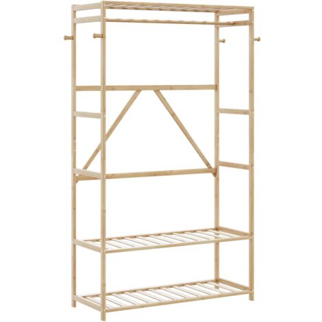 Clothes Rack with Shelves 110x40x175 cm Bamboo vidaXL