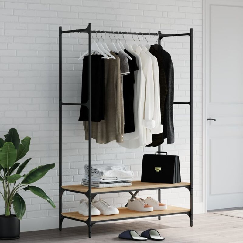Vidaxl - Clothes Rack with Shelves Sonoma Oak Engineered Wood Brown