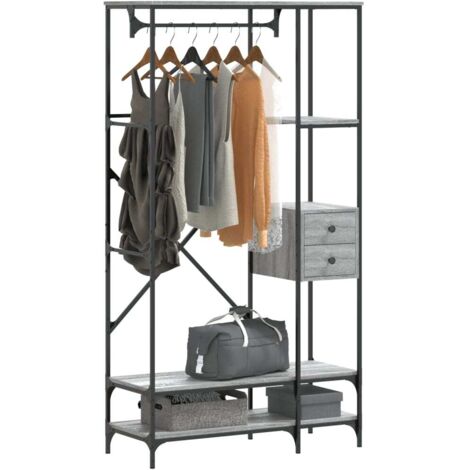 Clothes Rack with Shelves Grey Sonoma Engineered Wood vidaXL