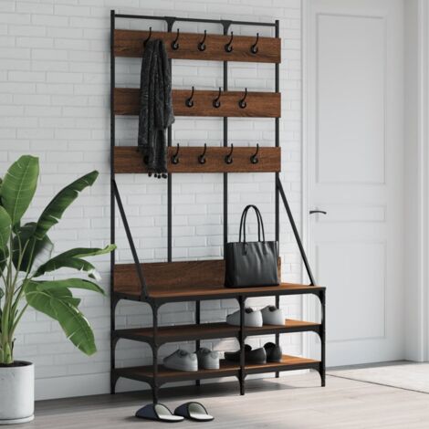 Clothes Rack with Shoe Storage Brown Oak 100x40x184 cm vidaXL