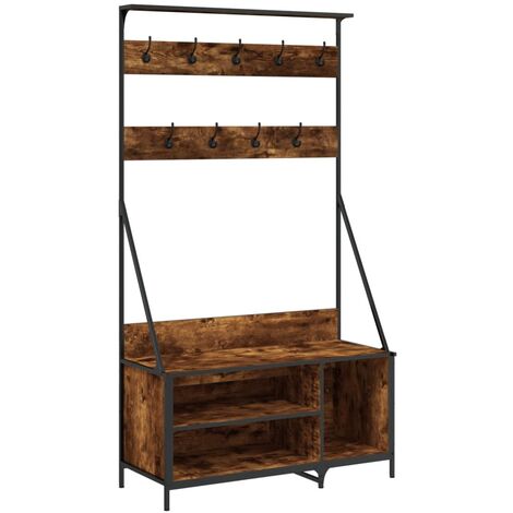 Clothes Rack with Shoe Storage Smoked Oak 100x41x184 cm vidaXL