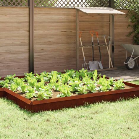 Clôture à escargots-Clôture de jardin 16 pcs Rouillé 100 x 3,5 x 25 cm