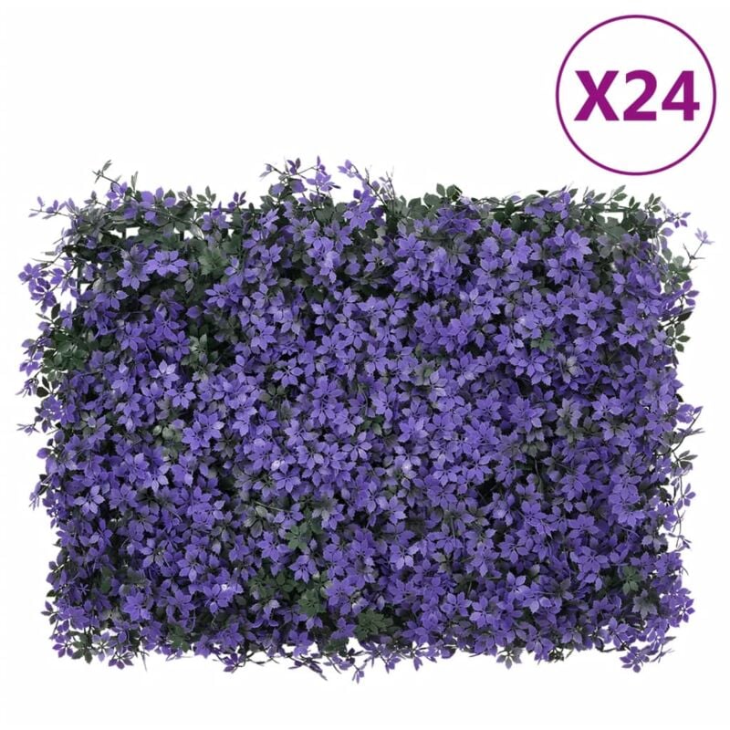 Vidaxl - Clôture à feuilles artificielles 24 pcs violet 40x60 cm