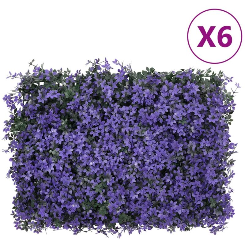 Clôture à feuilles artificielles 6 pcs violet 40x60 cm