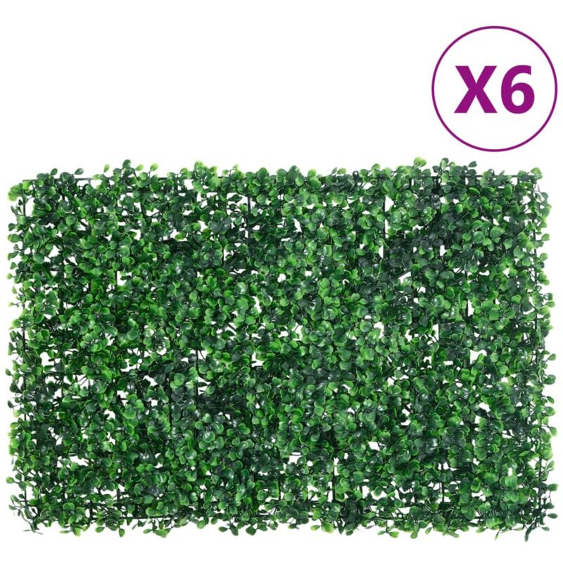 Torana - Clôture à feuilles d'arbustes artificiels 6 pcs vert 40x60 cm
