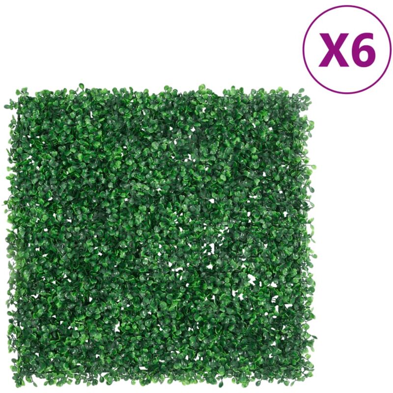 Torana - Clôture à feuilles d'arbustes artificiels 6 pcs vert 50x50 cm