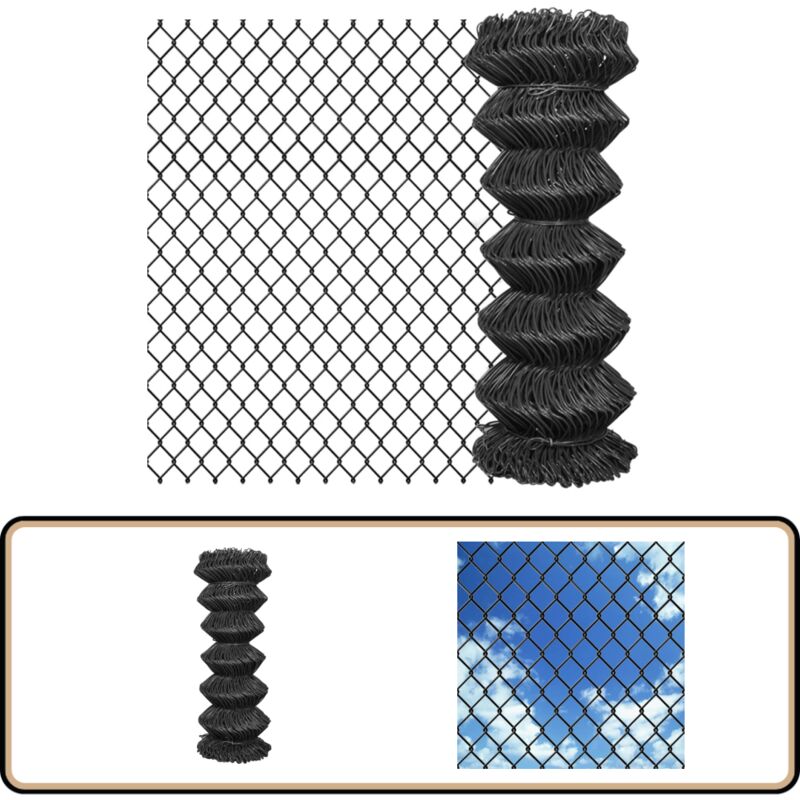 Clôture à mailles Acier 25 x 1 m Gris - Clôture Métal - Clôture Jardin - Clôture Rigide - Clôture Grise - Clôture Résistante