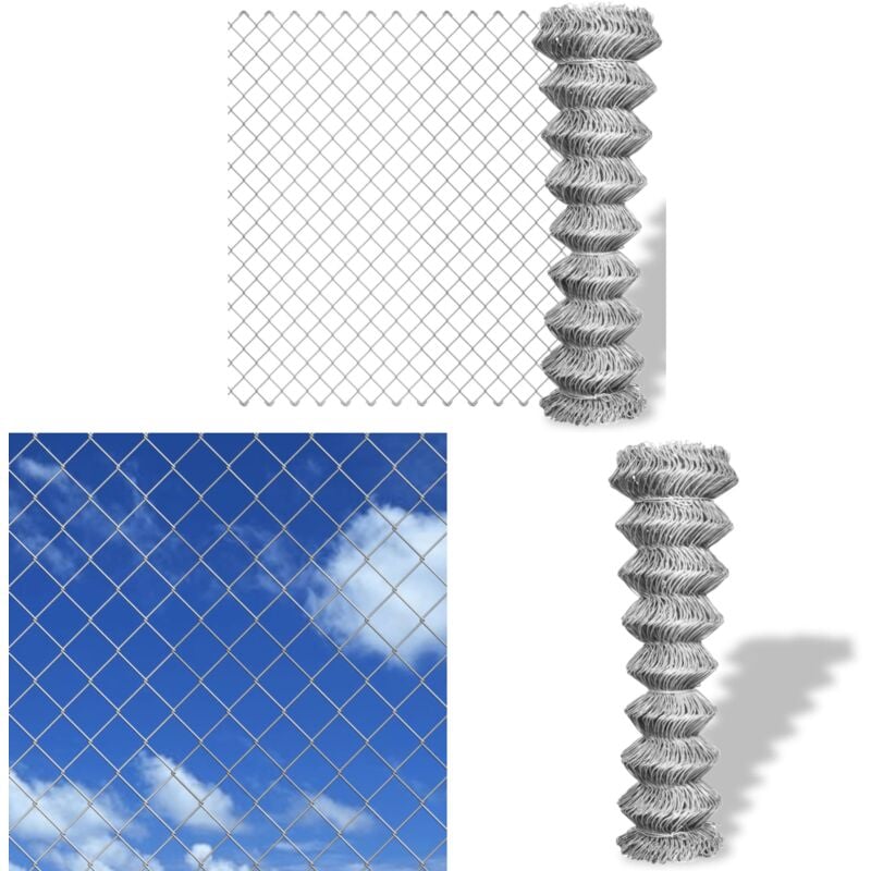 Clôture à mailles losangées Acier galvanisé 15x1,25 m Argenté - Clôture Métallique - Clôture Rigide - Clôture Jardin - Clôture Argentée - Clôture