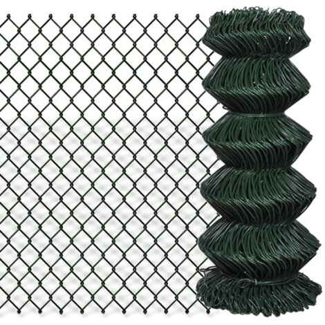 vidaXL Clôture à Mailles Losangées Acier Barrière Enclos pour Animaux Panneau de Clôture Jardin Terrasse Extérieur Multi-taille Gris/Vert