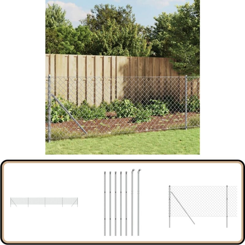 Vidaxl - Clôture à mailles losangées argenté 1x10 m - Clôture Métallique - Clôture Jardin - Clôture Rigide - Clôture Sécurité - Clôture Design