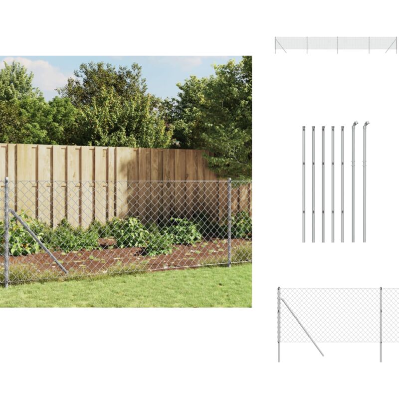 Clôture à mailles losangées argenté 1x10 m - Clôture Métallique - Clôture Jardin - Clôture Rigide - Clôture Sécurité - Clôture Design