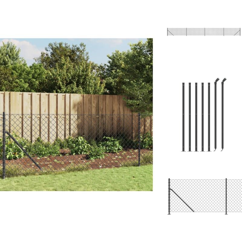 Clôture à mailles losangées avec bride anthracite 0,8x10 m - Clôture - Clôture Cyclique - Clôture Métalliques - Clôture Jardin - Clôture Anthracite