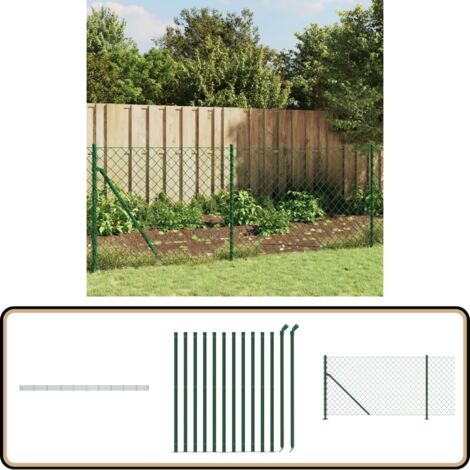 Clôture à mailles losangées avec bride vert 1,1x25 m - Clôture - Clôture Grillagée - Clôture Cyclique - Clôture Métalliques - Clôture Jardin