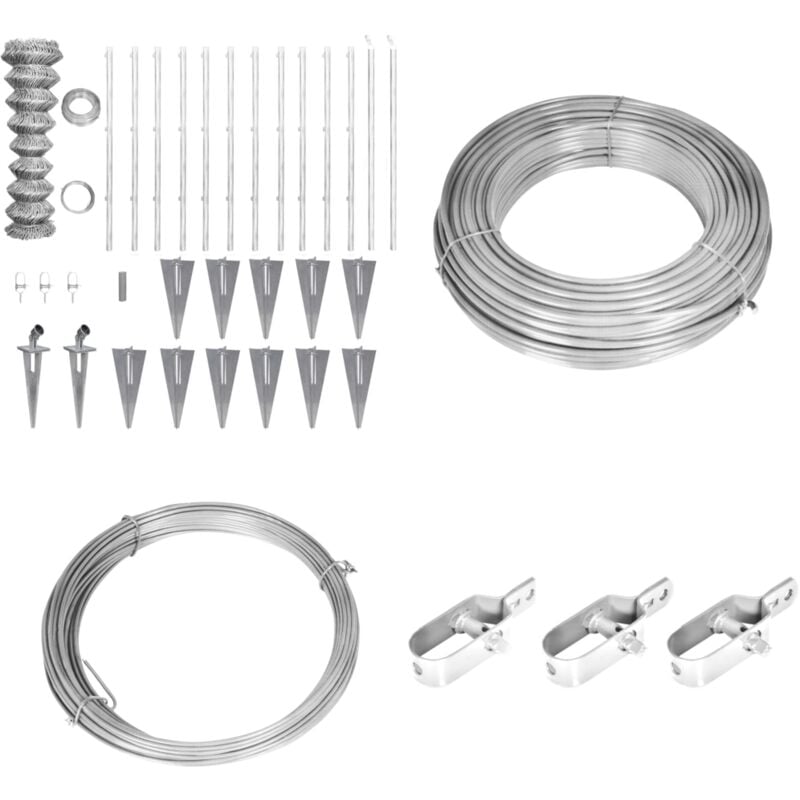 Clôture à mailles losangées et poteaux acier galvanisé 25x0,8 m - Clôture Métallique - Clôture Rigide - Clôture Jardin - Clôture Sécurité - Clôture