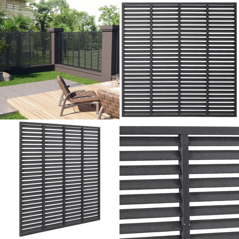 Clôture à persiennes wpc 180x180 cm gris - Clôture - Clôture Jardin - Panneaux De Clôture - Panneau De Clôture - Clôture Design - Home & Living