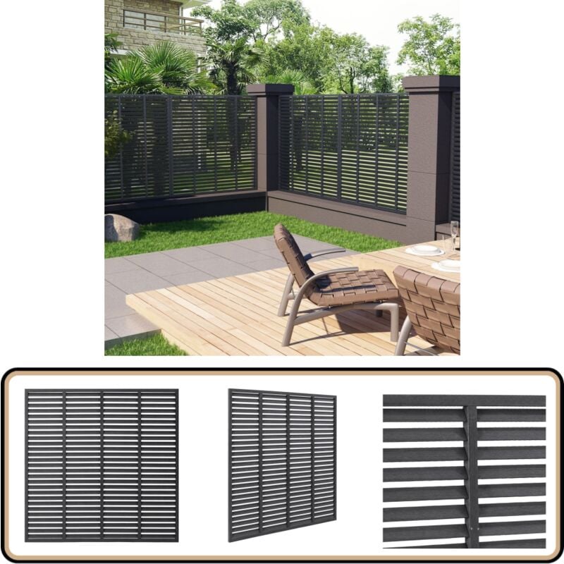 Clôture à persiennes wpc 180x180 cm gris - Clôture - Clôture Jardin - Panneaux De Clôture - Panneau De Clôture - Clôture Design