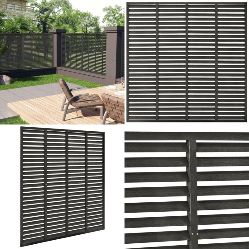 Clôture à persiennes wpc 180x180 cm gris foncé - Clôture - Panneau De Clôture - Clôture à Persiennes - Clôture Extérieure - Clôture Jardin - Home &