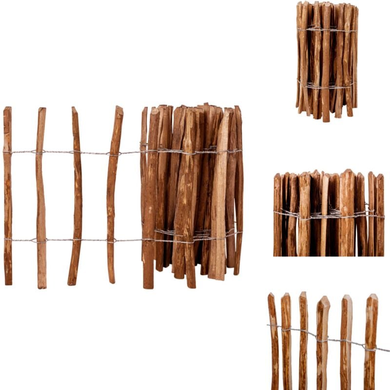 Clôture à piquets Bois de noisetier 60x500 cm - Clôture Bois - Clôture Jardin - Clôture Esthétique - Clôture Design - Clôture Rustique