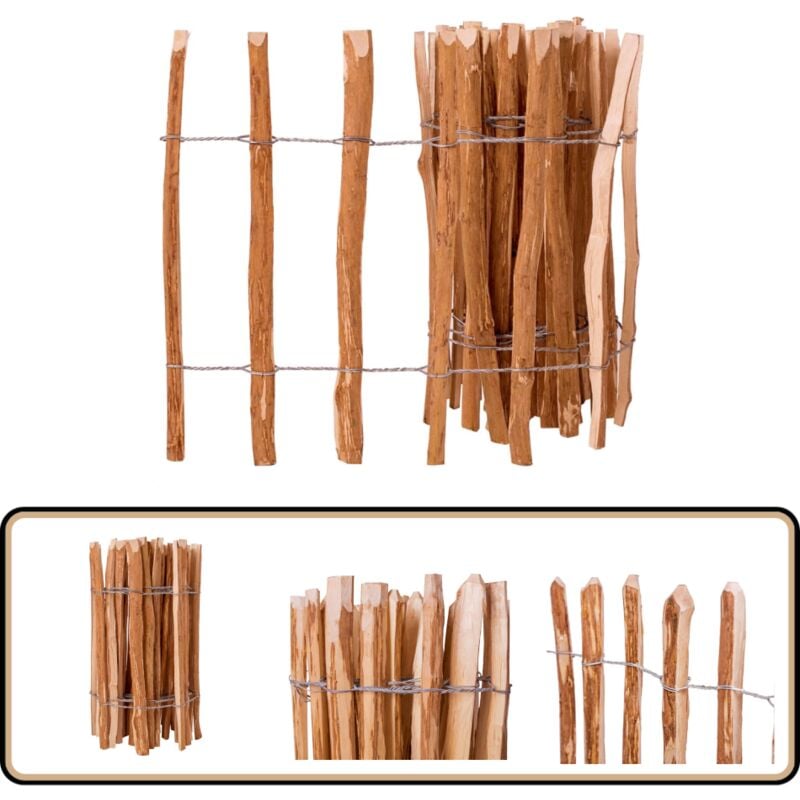 Clôture à piquets Bois de noisetier 60x500 cm - Clôture Bois - Clôture Jardin - Clôture Esthétique - Clôture Résistante - Clôture Design