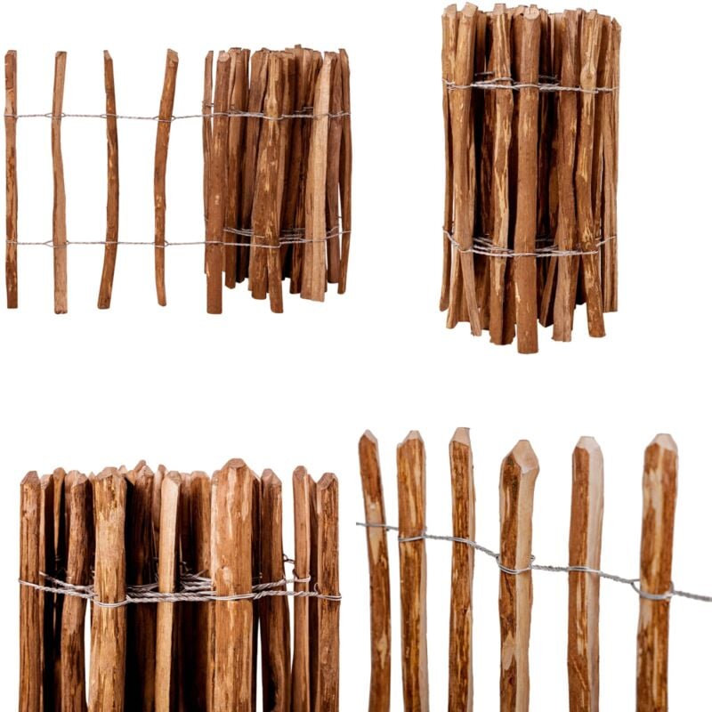 Clôture à piquets Bois de noisetier 60x500 cm - Clôture Bois - Clôture Jardin - Clôture Esthétique - Clôture Design - Clôture Rustique - Home & Living