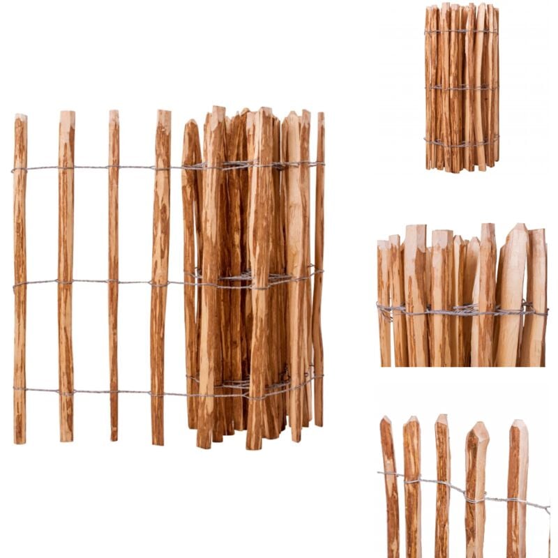 Clôture à piquets Bois de noisetier 90x500 cm - Clôture Bois - Clôture Jardin - Clôture Design - Clôture Esthétique - Clôture Rustique