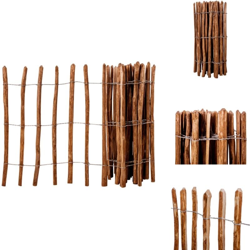 Clôture à piquets Bois de noisetier 90x500 cm - Clôture Bois - Clôture Jardin - Clôture Design - Clôture Esthétique - Clôture Rustique