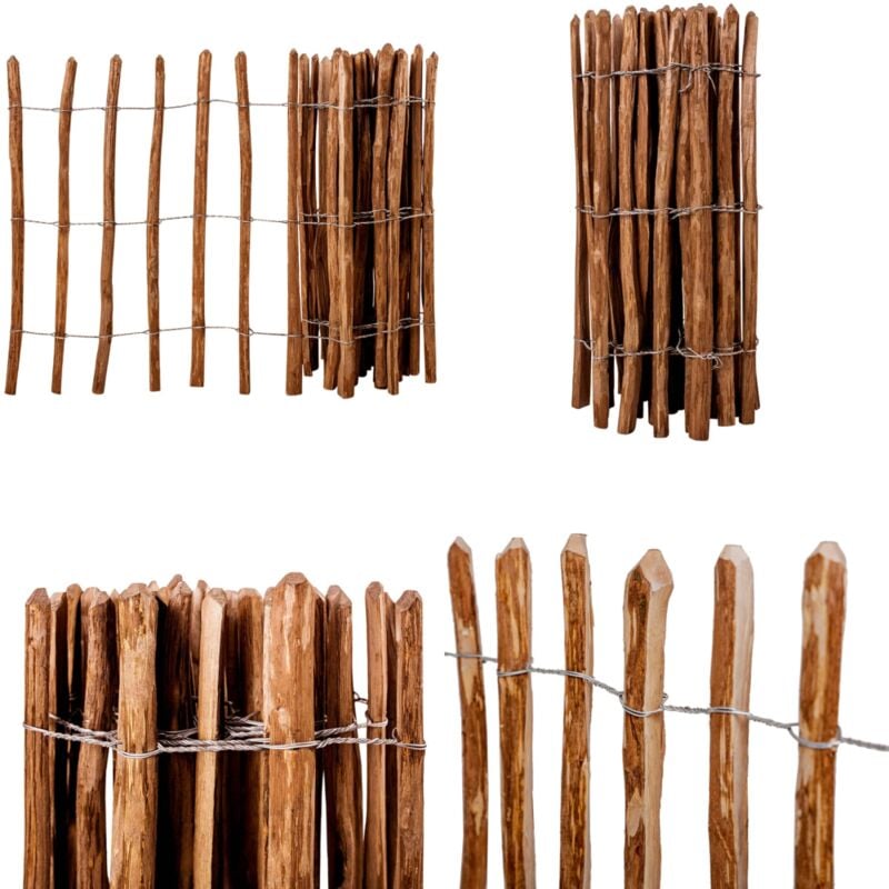 Clôture à piquets Bois de noisetier 90x500 cm - Clôture Bois - Clôture Jardin - Clôture Design - Clôture Esthétique - Clôture Rustique - Home & Living