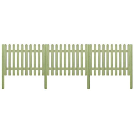 Clôture à piquets Bois de pin imprégné 5,1 m 170 cm 6/9 cm