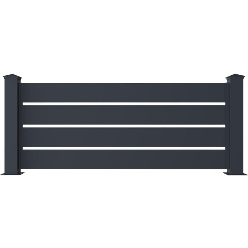 Vente-unique - Clôture à poser ajourée H80.3 x L188.6 cm en aluminium anthracite - primo