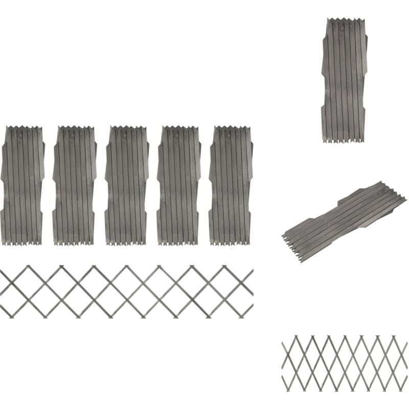 Clôture à treillis 5 pcs Gris Bois de sapin massif 180x30 cm - Clôture Bois - Clôture Jardin - Clôture Treillis - Clôture Extensible - Clôture Grise
