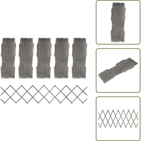 Clôture à treillis 5 pcs Gris Bois de sapin massif 180x30 cm - Clôture Bois - Clôture Jardin - Clôture Treillis - Clôture Extensible - Clôture Grise