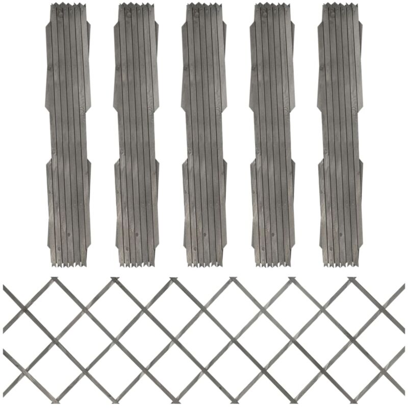 Clôture à treillis 5 pcs Gris Bois de sapin massif 180x60 cm