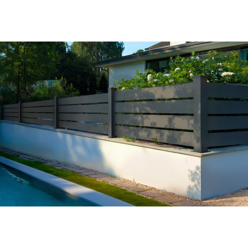 Panneau de clôture 1,9m vogel H.80cm aluminium gris