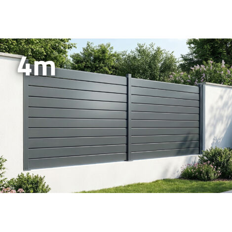 Clôture Aluminium Persienne 4m VANO H.150cm gris