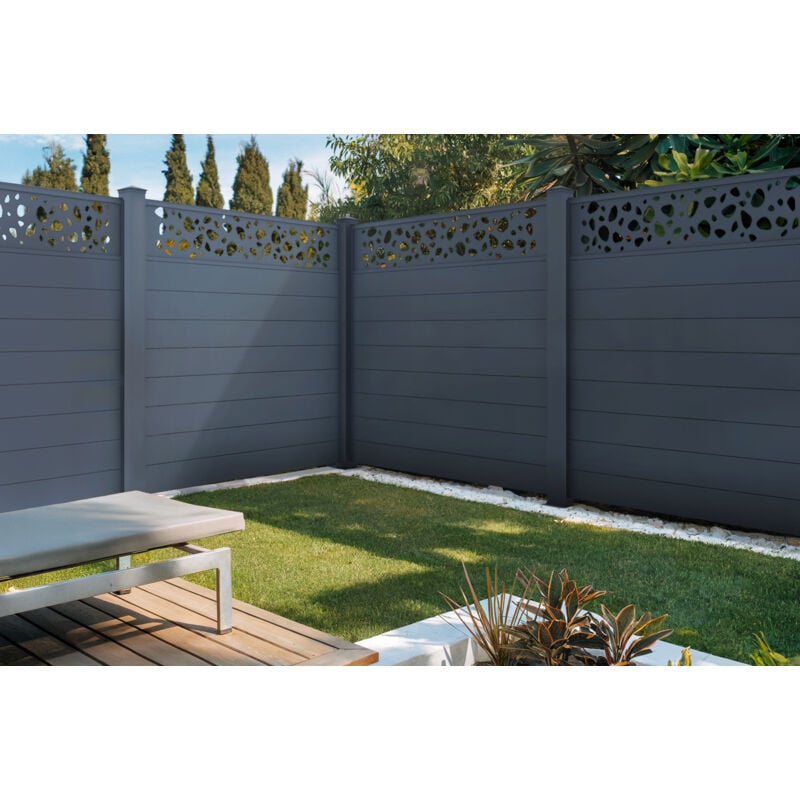 Panneau de clôture 1,9m sunny H.170cm aluminium gris