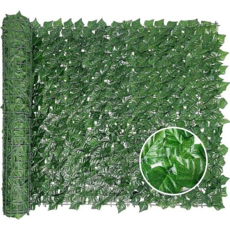 Clôture Artificielle de Feuilles de Lierre artificielles，300 100cm Écran de clôture antivol de Jardin extérieu,Mur Vegetal clôtures décoratives Faux Fond d'écran d'herbe(Feuilles de Vigne)