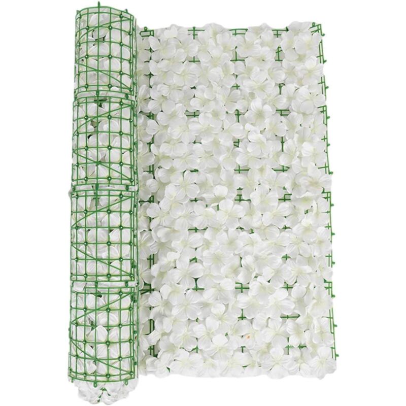 Clôture Artificielle en Feuillage, Plante Haie Décorative pour Balcon et Jardin, 0.53M Blanc