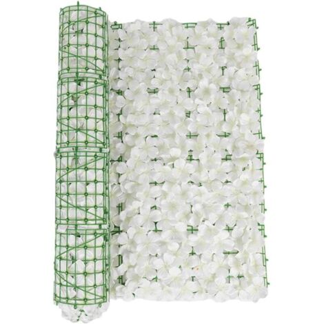 Clôture Artificielle en Feuillage, Plante Haie Décorative pour Balcon et Jardin, 0.53M Blanc